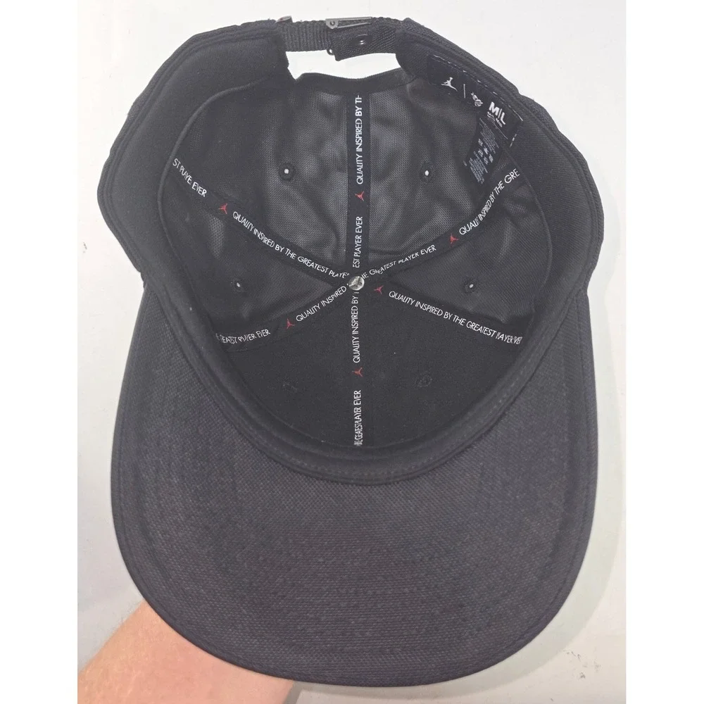 Nike Jordan Rise Cap Mens Black Metallic Jumpman Logo Adjustable Strapback Hat - Picture 6 of 7
